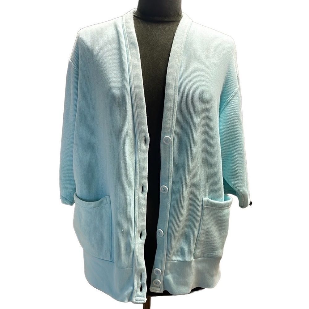 BASSETT WALKER BW Ladies Cotton Blend Knit Cardigan Button Front Jacket M / L
